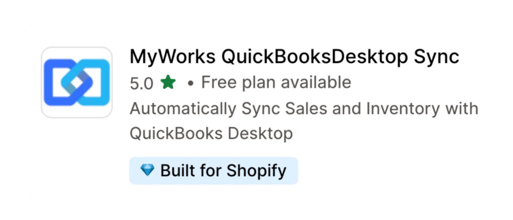 Shopify App Store MyWorks Sync QuickBooks Desktop