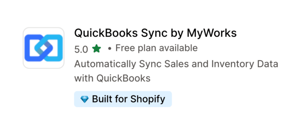 Shopify App Store MyWorks Sync QuickBooks Online