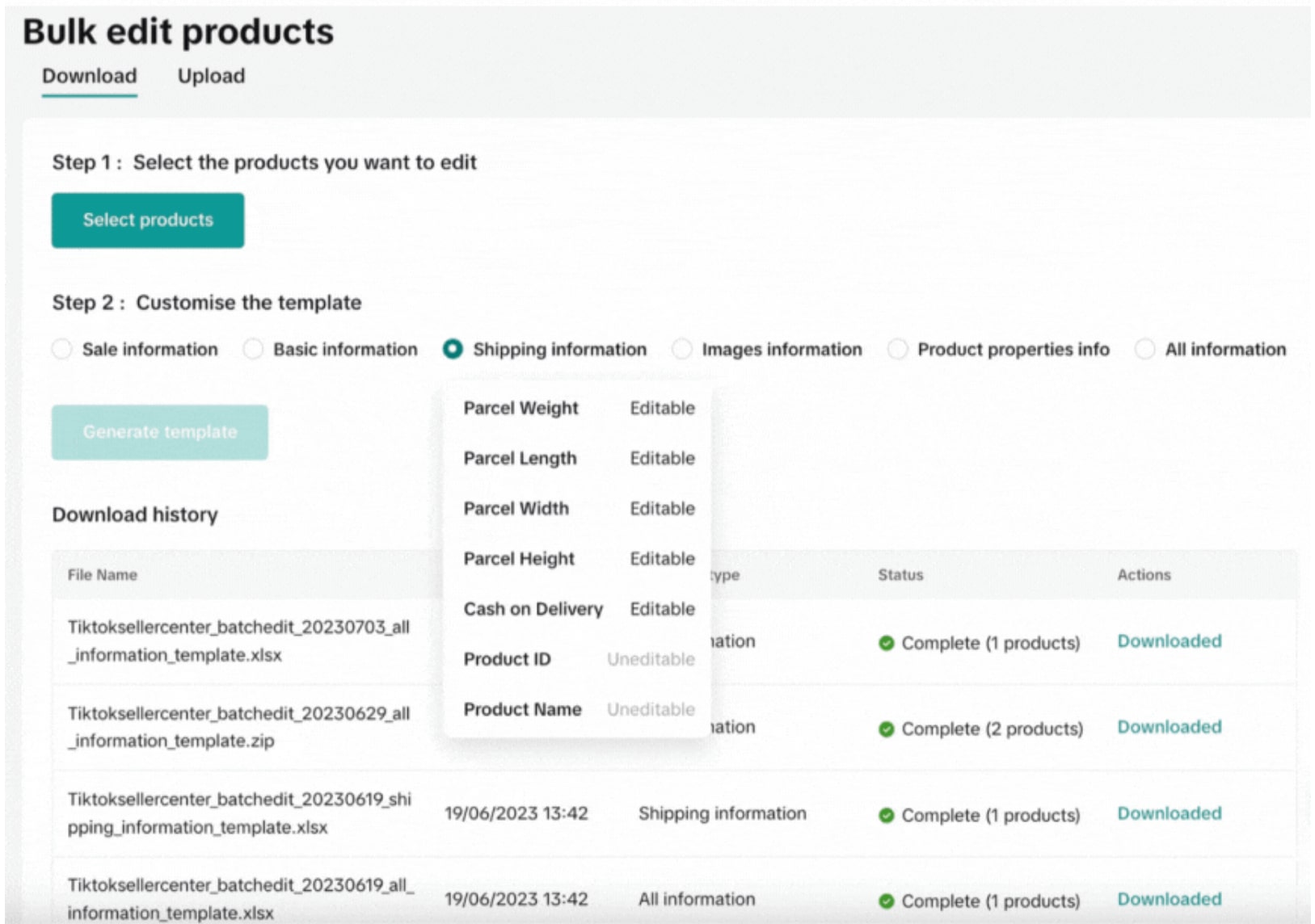How to bulk edit products on Tiktok shop