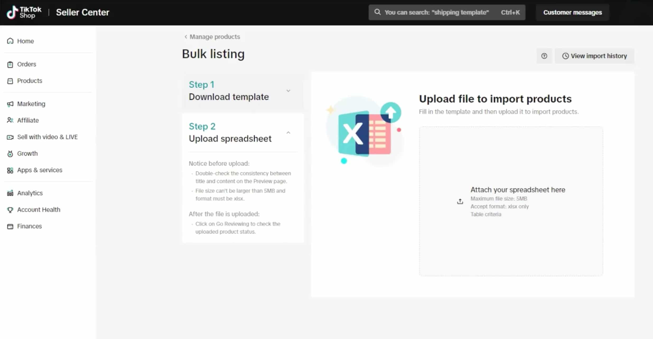 How to add batch products to TikTok Shop: step 4