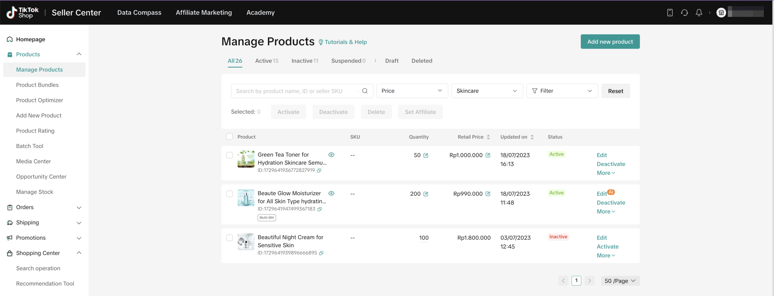 How to manage products on Tiktok shop